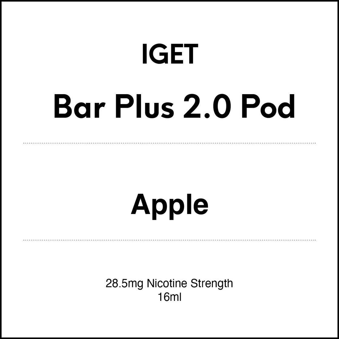 IGET Bar Plus 2.0 Replacement Pod - Apple 16ml
