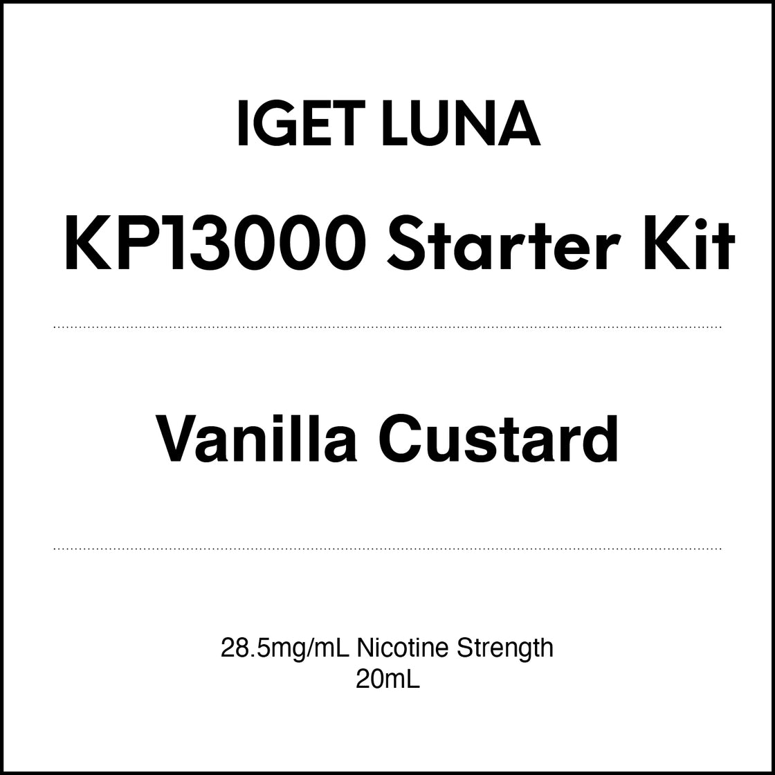IGET Luna KP13000 Starter Kit - Vanilla Custard 20ml VapeTrend NZ IGET Luna KP13000 Starter Kit - Vanilla Custard 20ml VapeTrend NZ