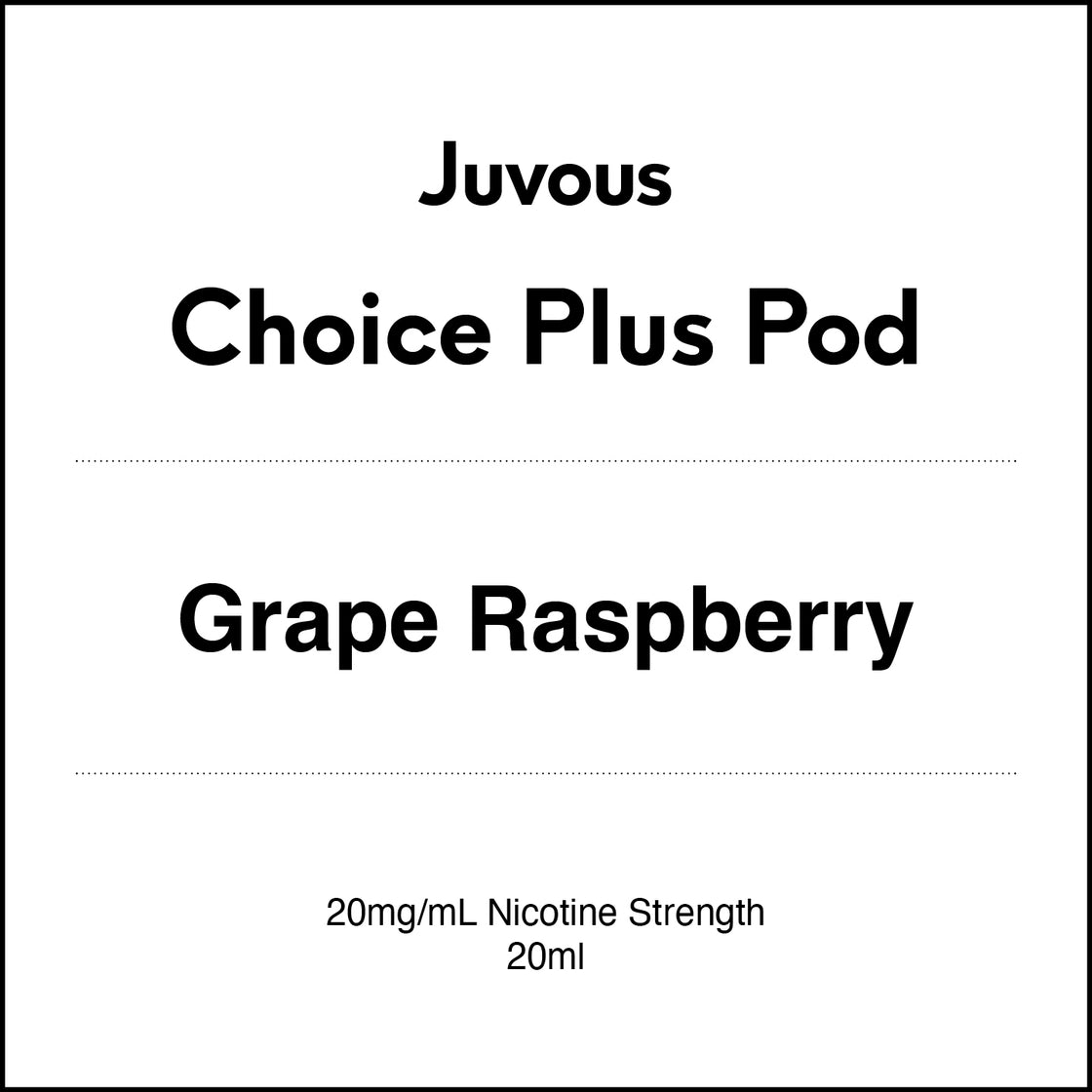 Juvous Choice Plus Vape Pod 20ml - Grape Raspberry