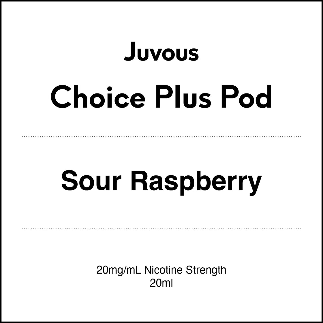 Juvous Choice Plus Vape Pod 20ml - Sour Raspberry