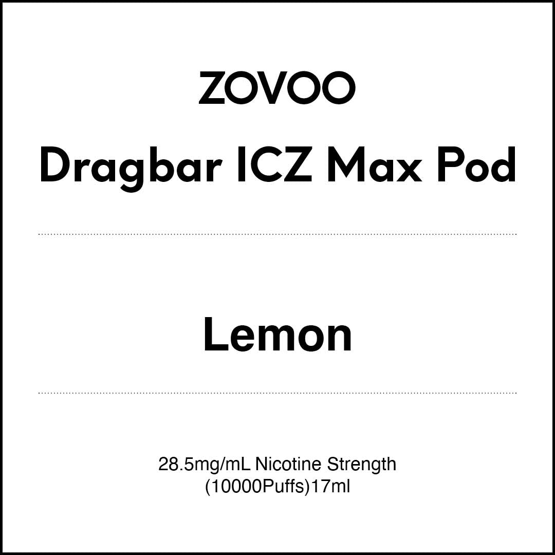 Zovoo Dragbar ICZ Max Prefilled Pod - Lemon (10000 puffs)