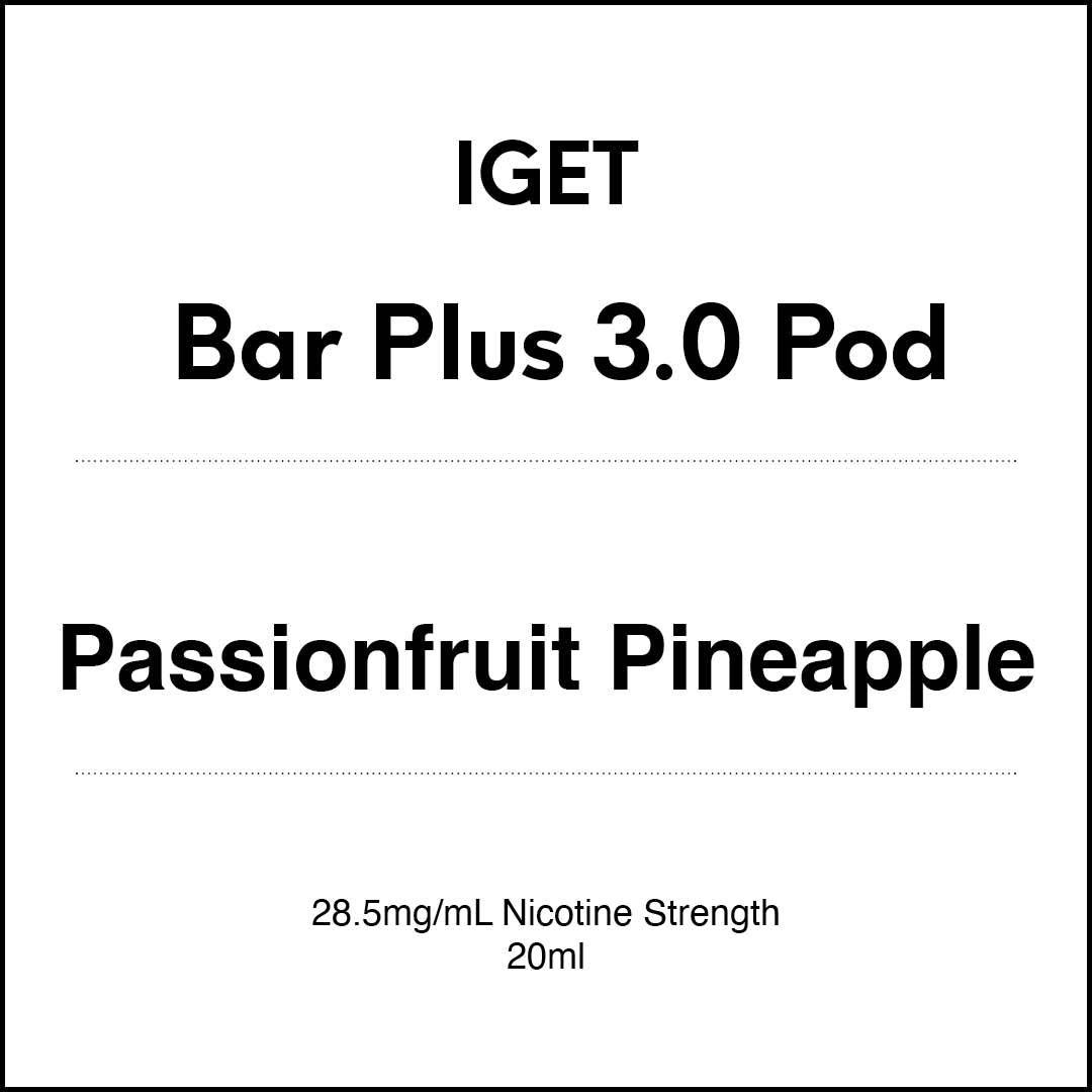 VapeTrend NZ's IGET Bar Plus 3.0 Pod - Passionfruit Pineapple 20ml