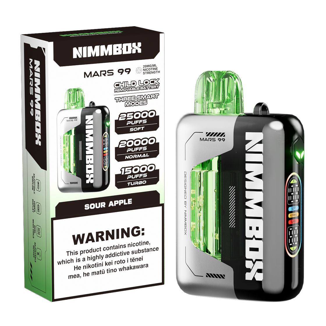 NIMMBOX MARS 99 25000 Puffs - Sour Apple