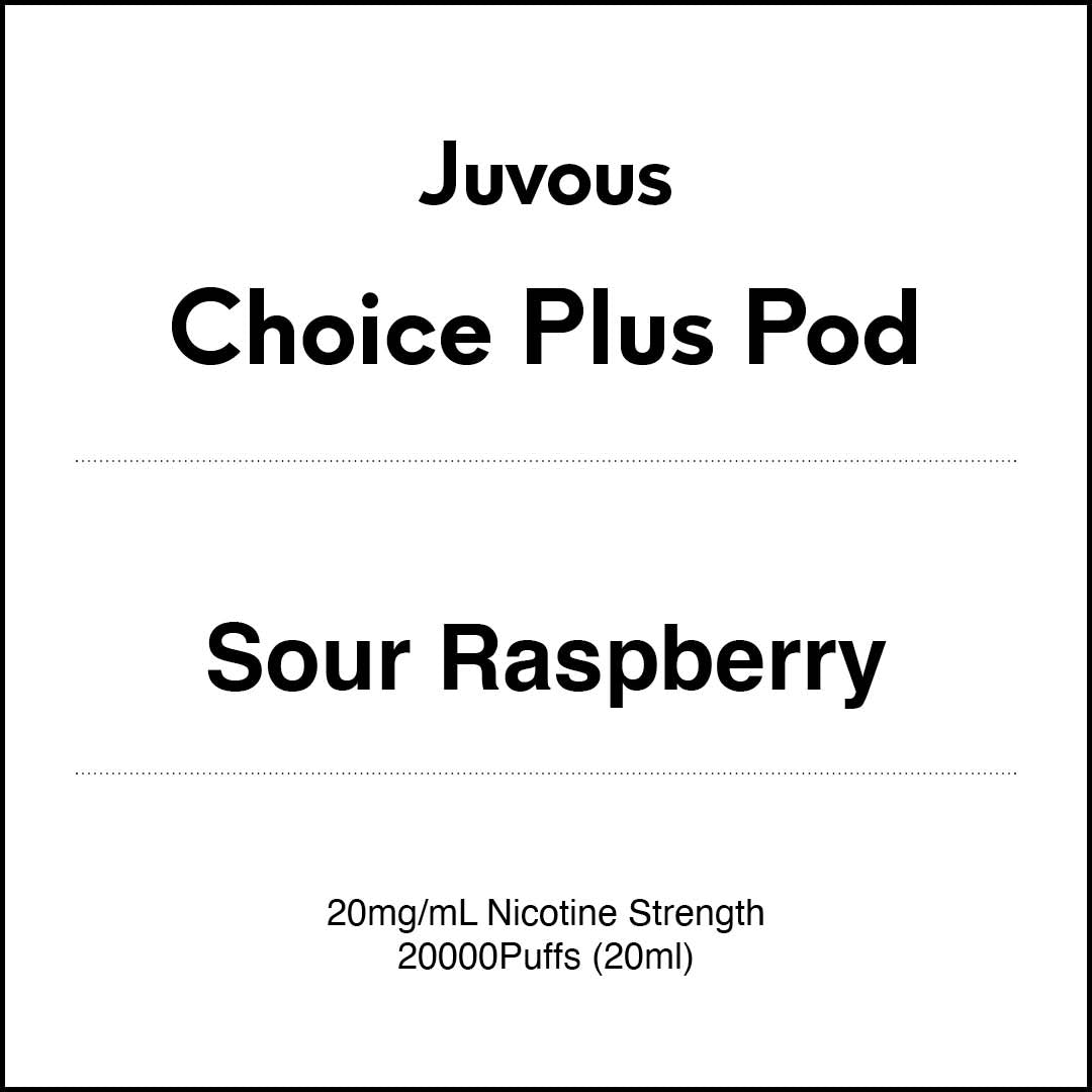 Juvous Choice Plus Vape Pod 20ml - Sour Raspberry (20000 Puffs)