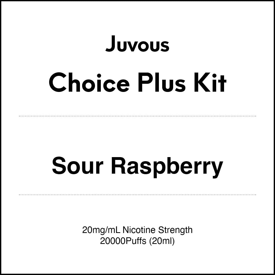 Juvous Choice Plus Vape Kit 20ml - Sour Raspberry (20000 Puffs)