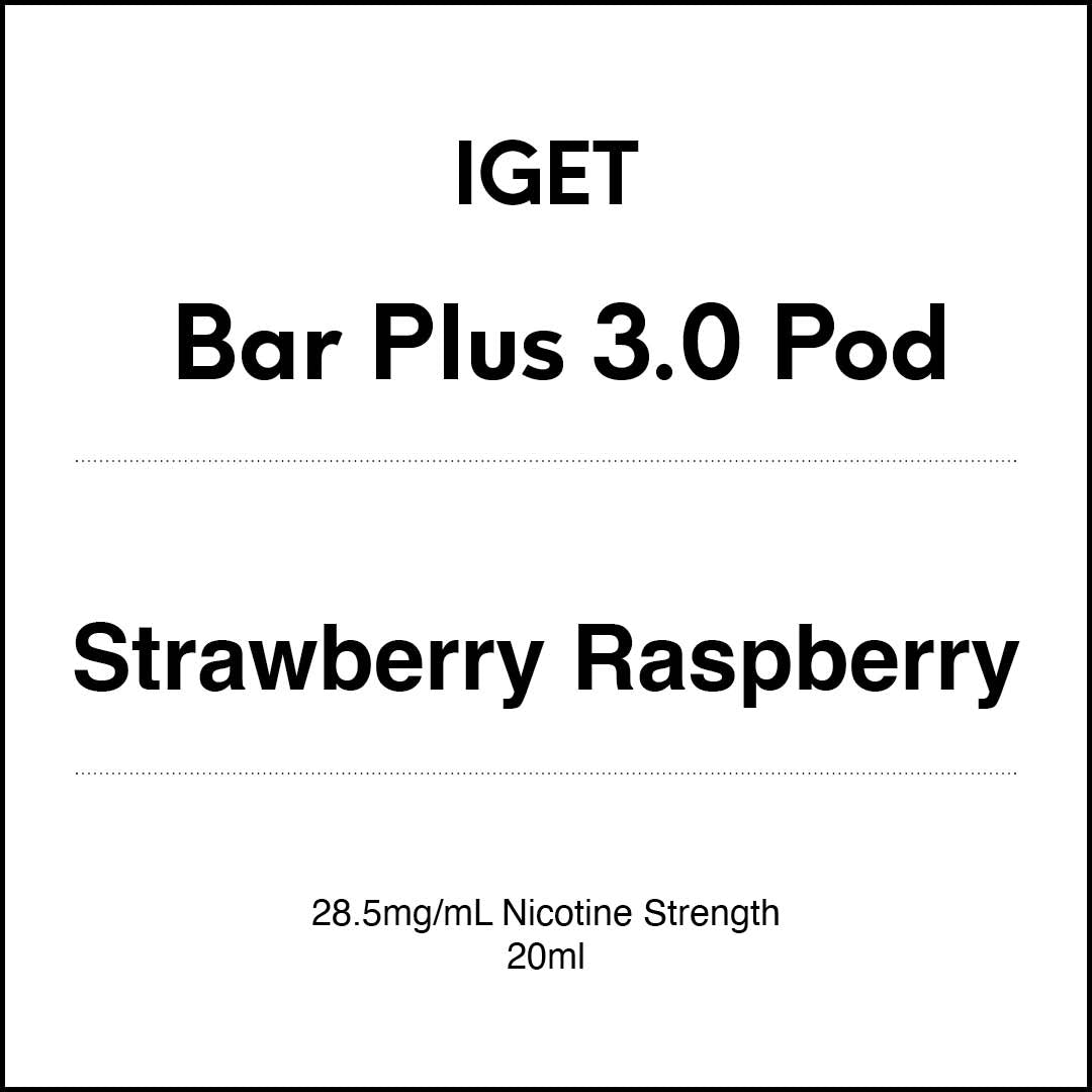VapeTrend NZ's IGET Bar Plus 3.0 Pod - Strawberry Raspberry 20ml
