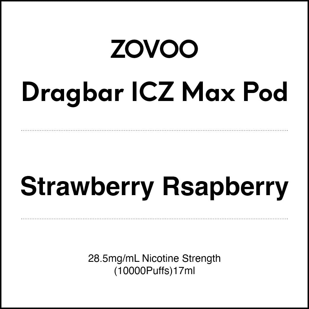 Zovoo Dragbar ICZ Max Prefilled Pod - Strawberry Raspberry (10000 Puff)