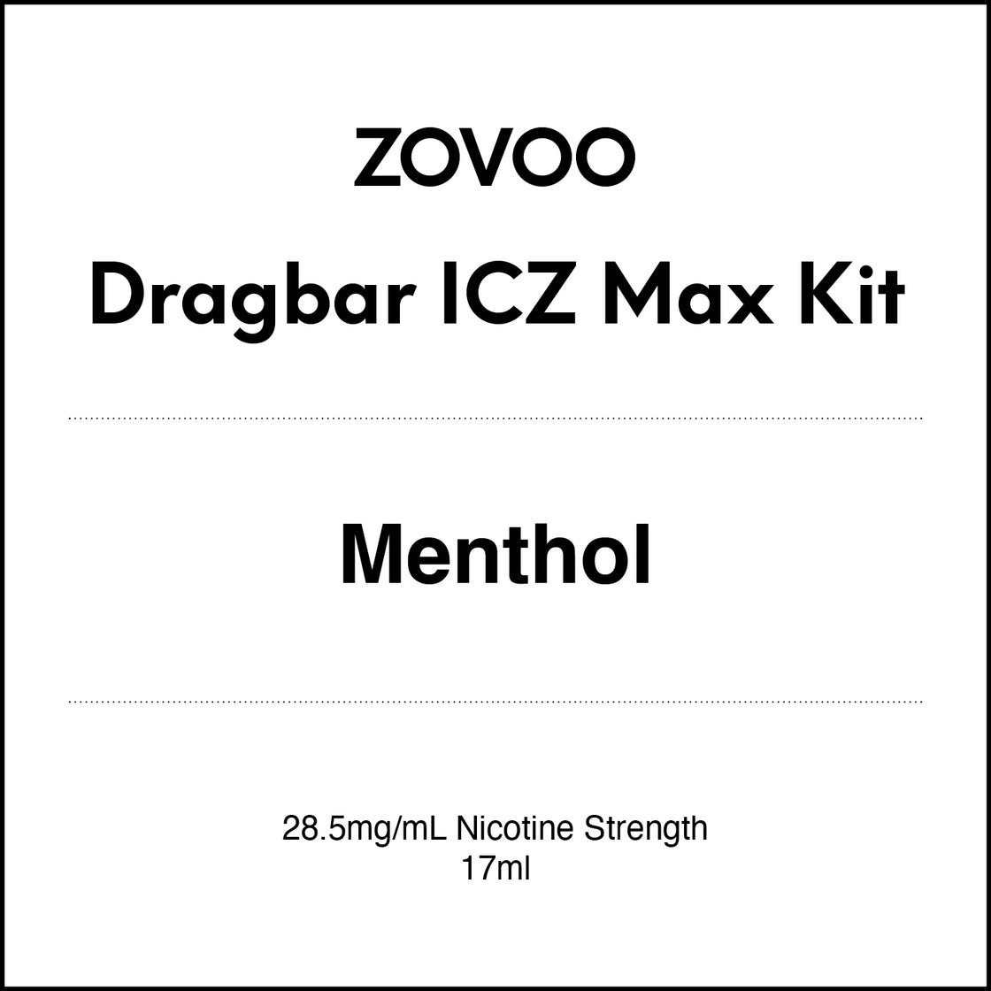 Zovoo Dragbar ICZ Max Starter Kit -  Menthol