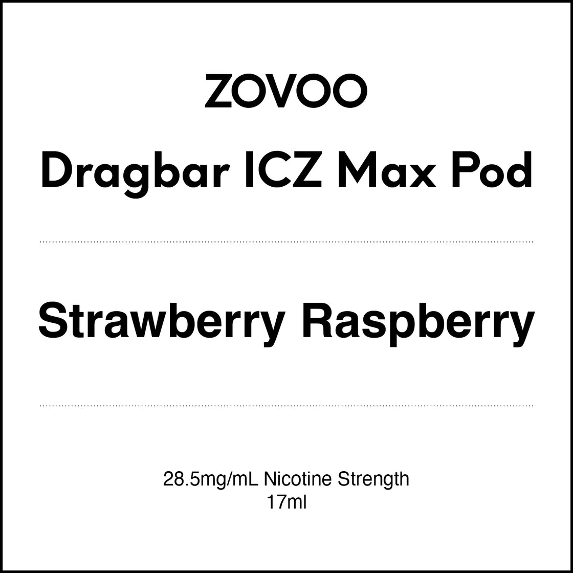 Zovoo Dragbar ICZ Max Prefilled Pod - Strawberry Raspberry