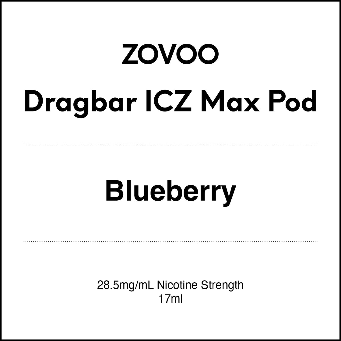 Zovoo Dragbar ICZ Max Prefilled Pod - Blueberry 17ml