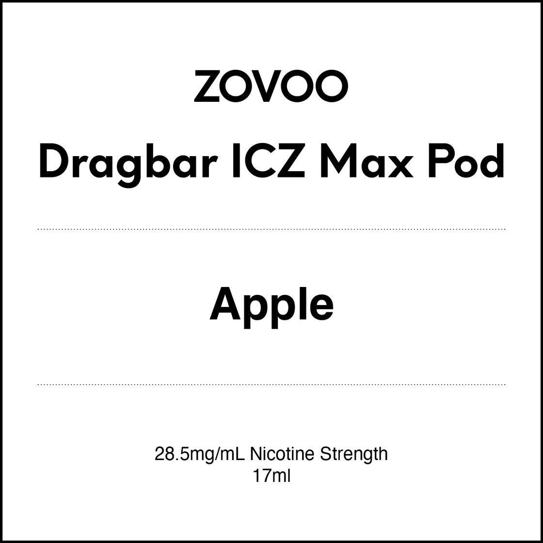 Zovoo Dragbar ICZ Max Prefilled Pod - Apple 17ml