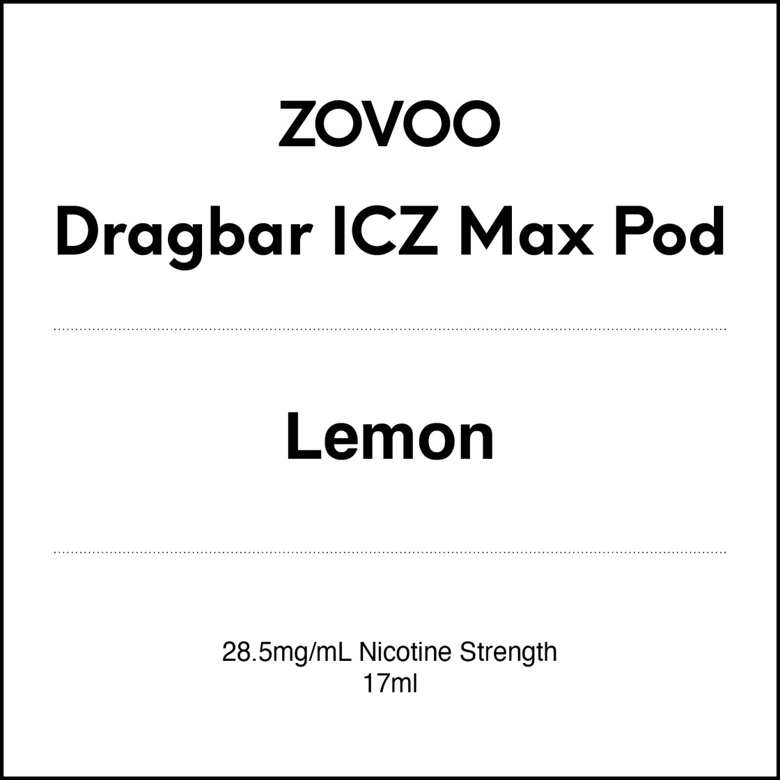 Zovoo Dragbar ICZ Max Prefilled Pod - Lemon