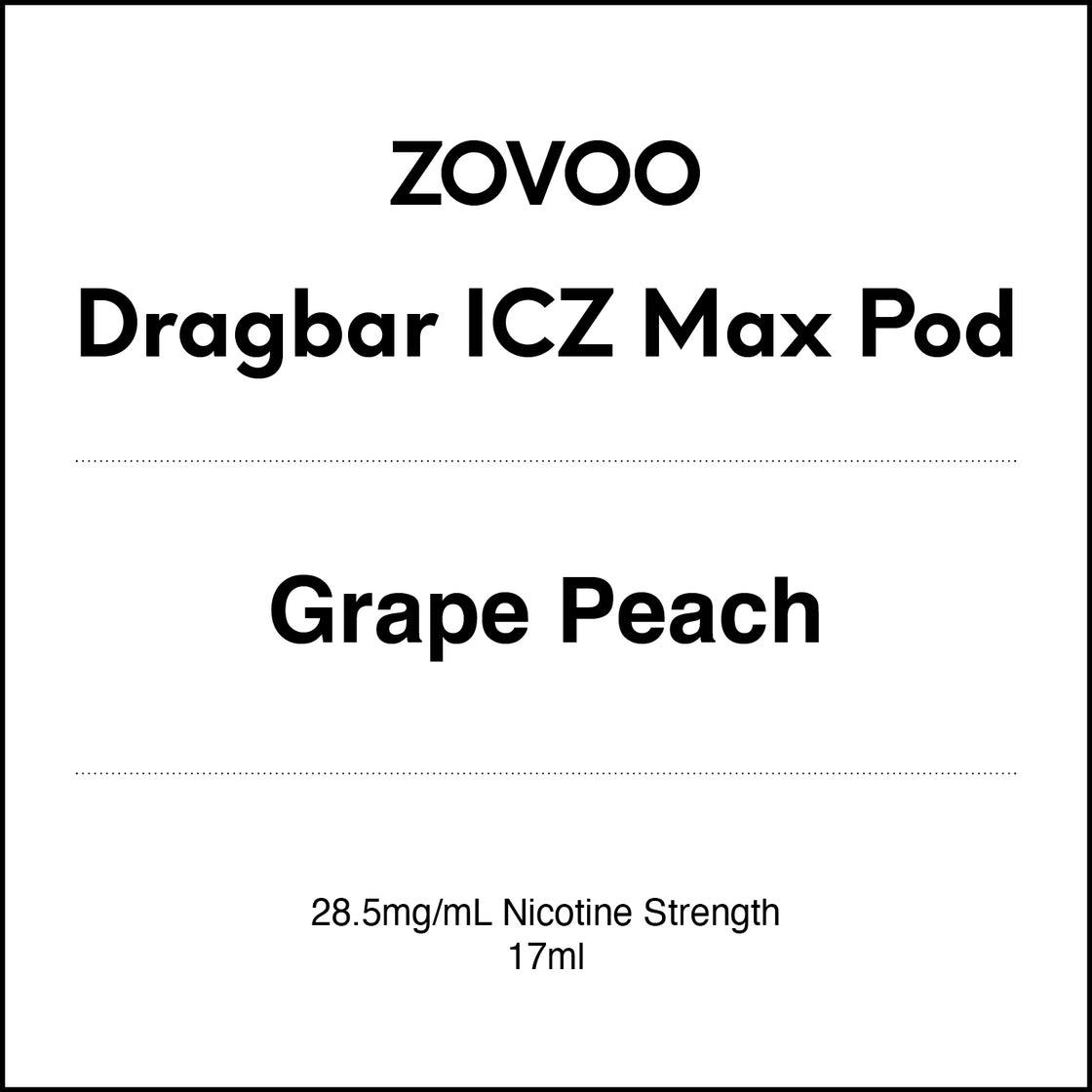 Zovoo Dragbar ICZ Max Prefilled Pod - Grape Peach