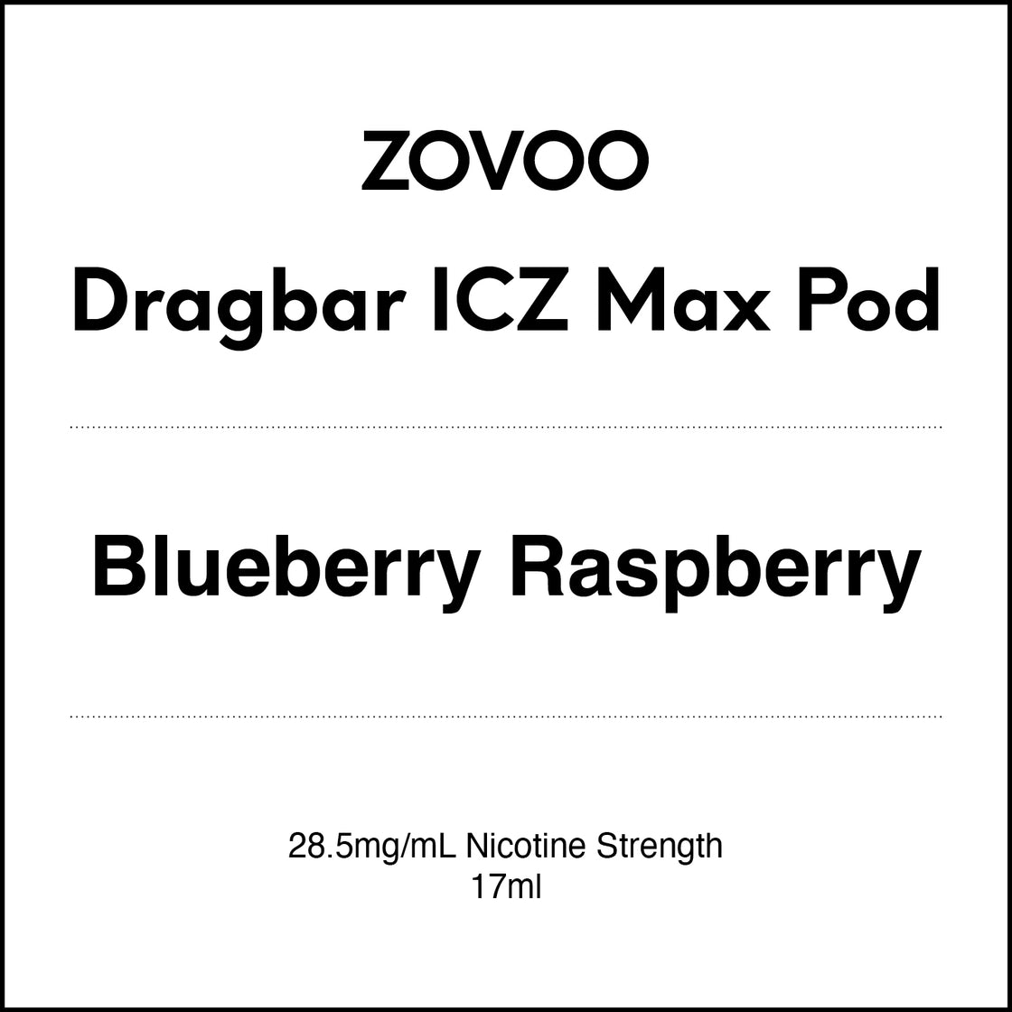 Zovoo Dragbar ICZ Max Prefilled Pod - Blueberry Raspberry