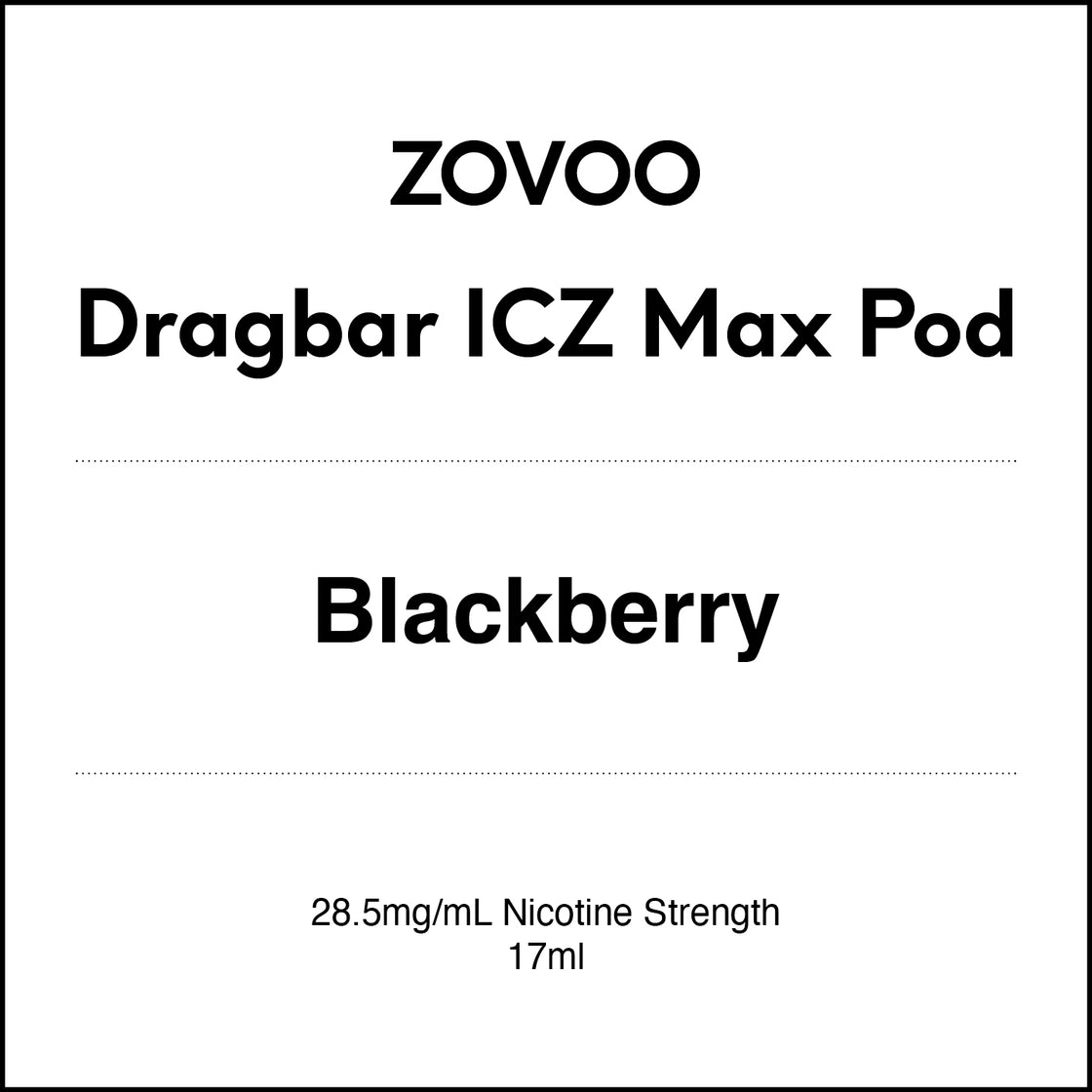 Zovoo Dragbar ICZ Max Prefilled Pod - Blackberry