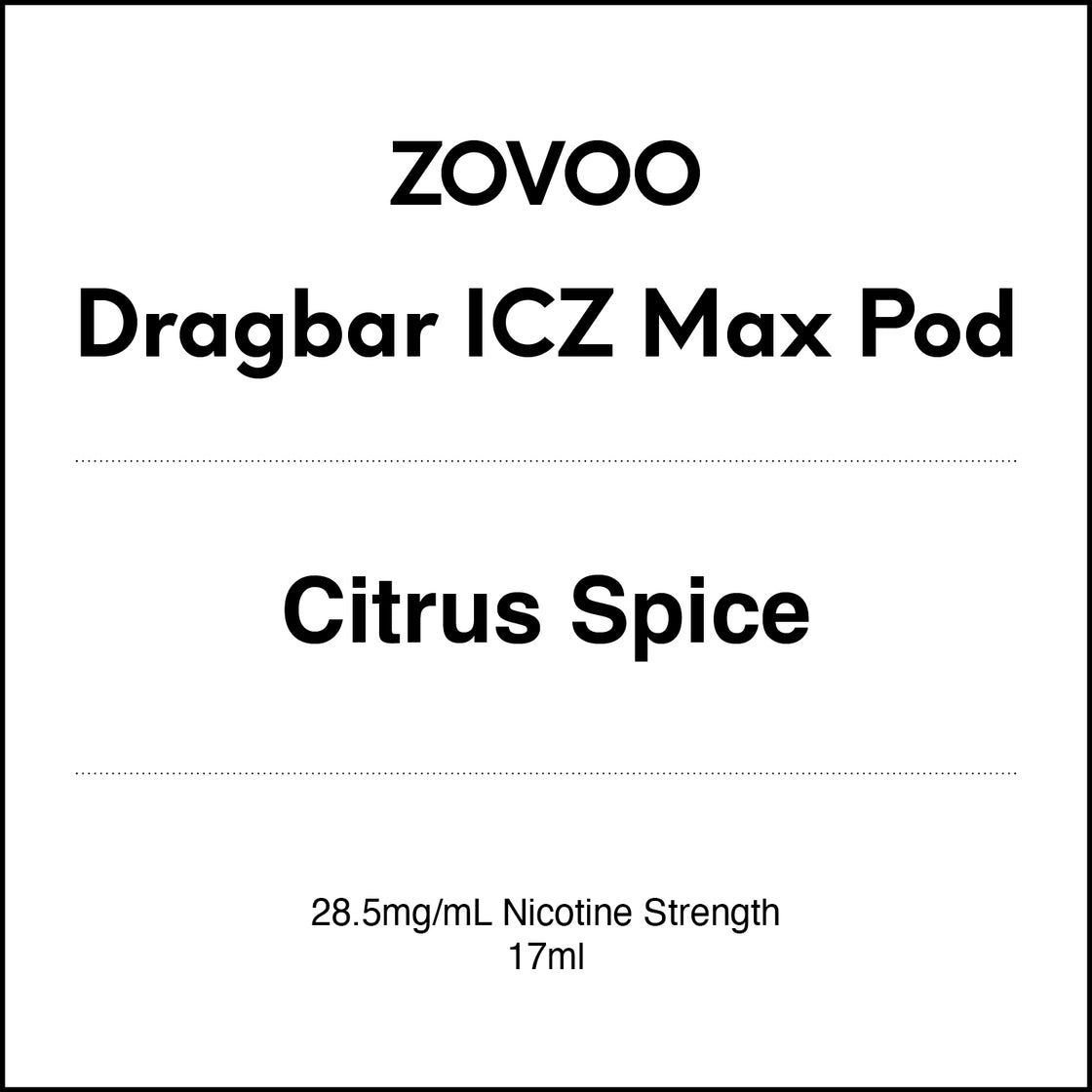 Zovoo Dragbar ICZ Max Prefilled Pod - Citrus Spice