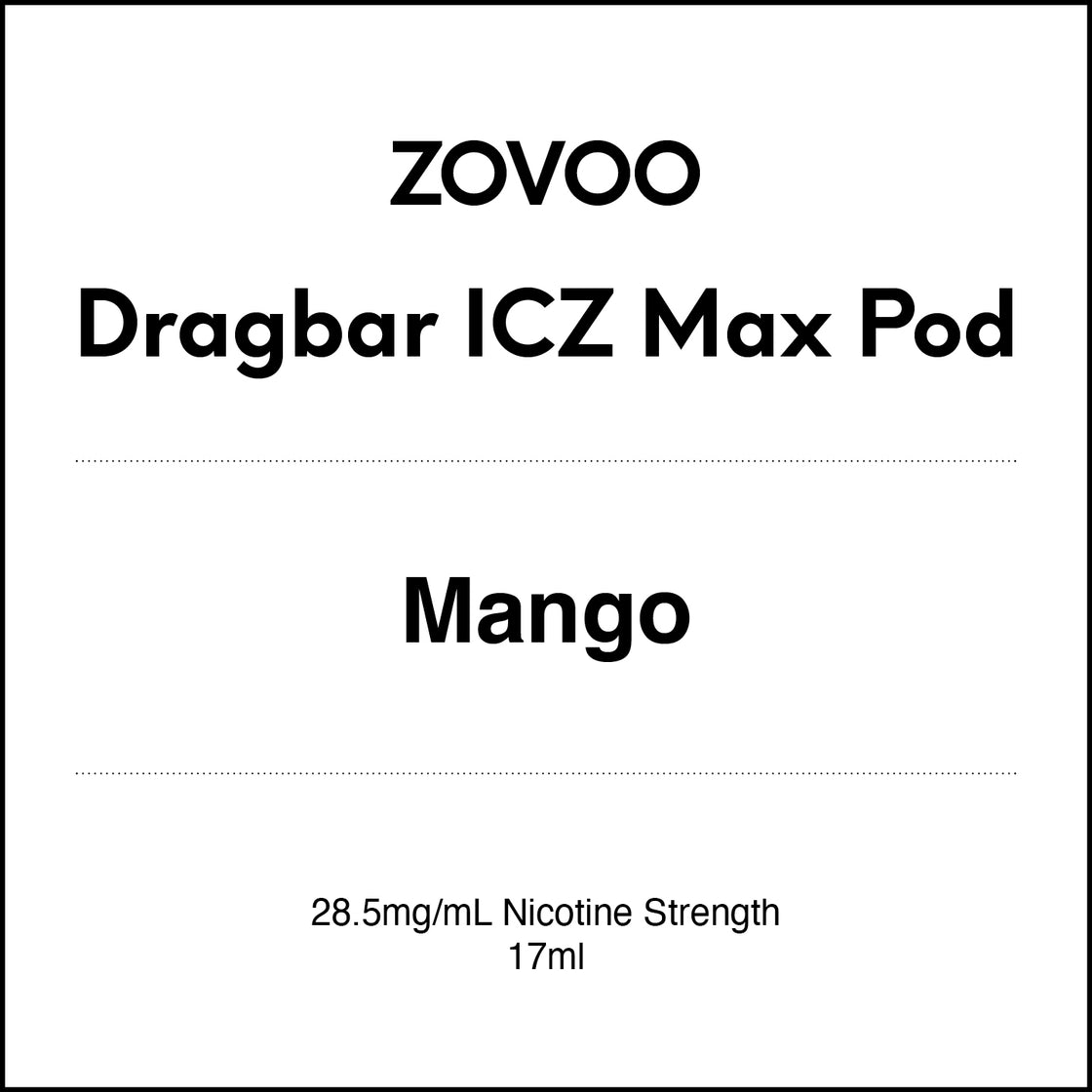 Zovoo Dragbar ICZ Max Prefilled Pod - Mango 17ml