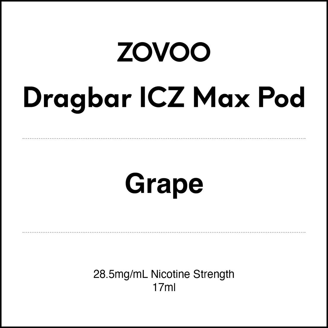 Zovoo Dragbar ICZ Max Prefilled Pod - Grape 17ml