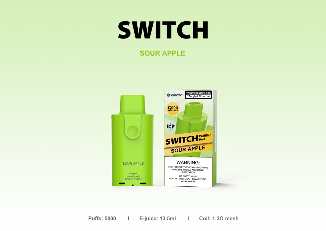 Inmood SWITCH Prefilled Pod - Sour Apple 13.5ml (5000 PUFFS) - VapeTrend NZ